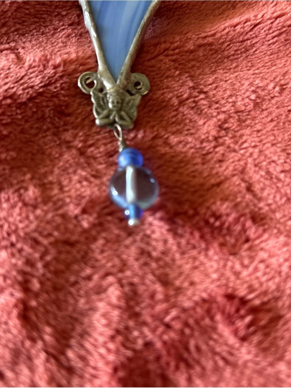 Handcrafted Blue Stained Glass Angel Pendant Necklace